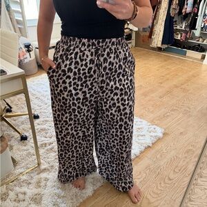 Halara leopard Print Wide Leg Pants - Black/Tan